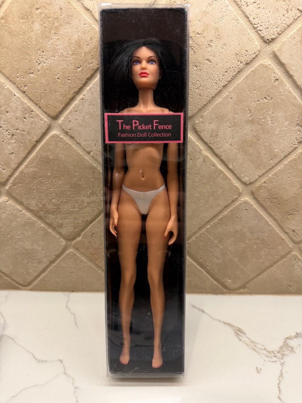 12 inch Fashion Doll - Black Hair Amber Eyes, Nude with White Underwear
